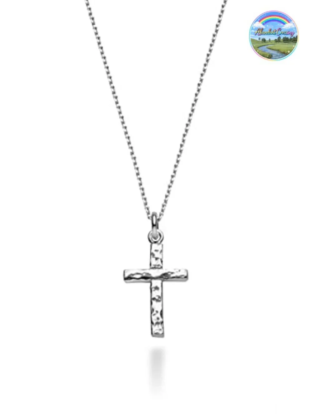 Sterling Silver Italian Hammered Cross Pendant Necklace 18 Inch
